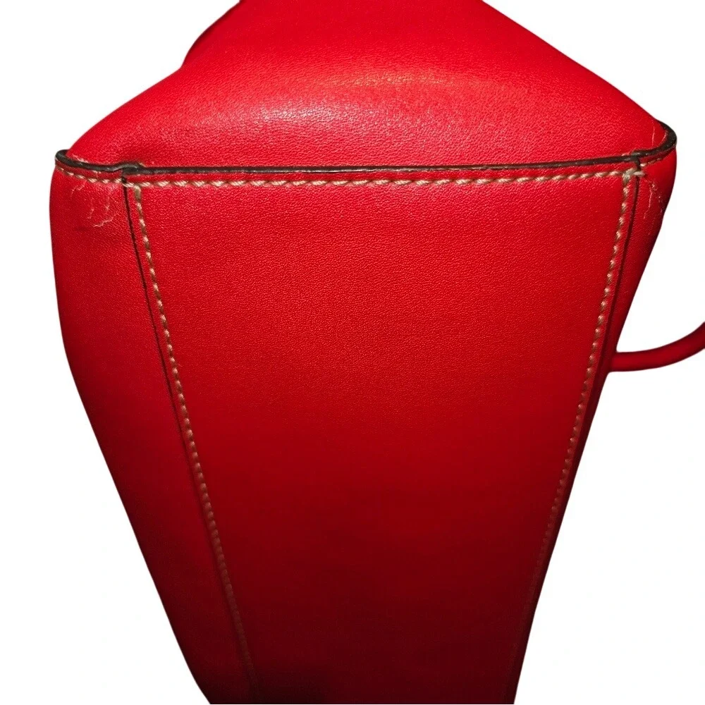 Anne Klein Red Satchel Shoulder Bag with Crossbody Strap Gold Hardware